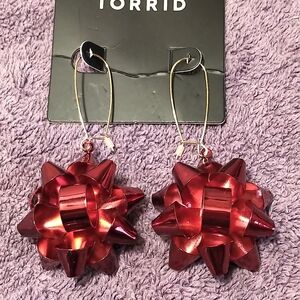 🆕RED HOLIDAY BOW DANGLE EARRINGS